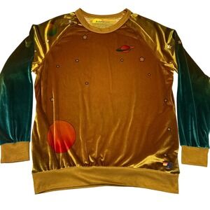 VERY RARE Aviator Nation Celestial Galaxy Star Velour Crewneck‎ Sweatshirt Large
